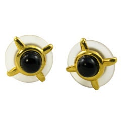 CARTIER, CIPULLO  rock crystal, black onyx and gold earrings.