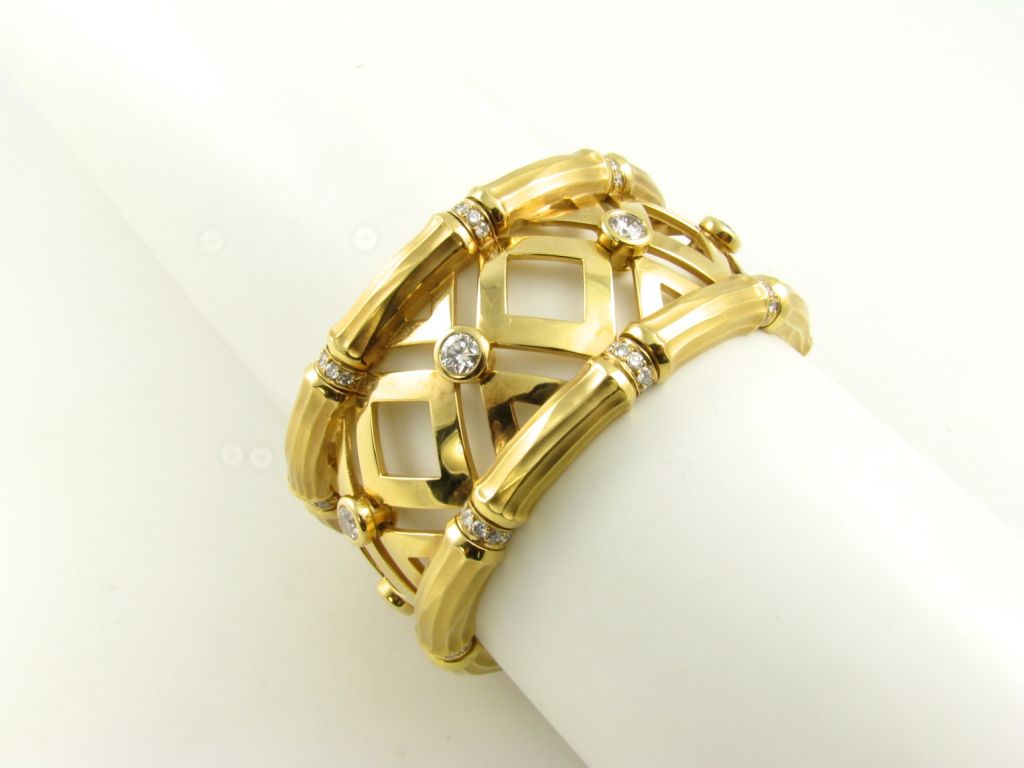 CARTIER fabulous yellow gold and diamond cuff bracelet 1