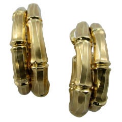 CARTIER chic "bamboo" style gold hoop earrings.