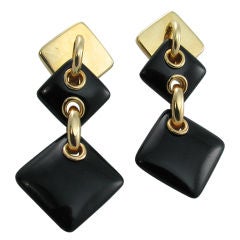 CARTIER, A. CIPULLO black onyx and gold "padlock" style earrings