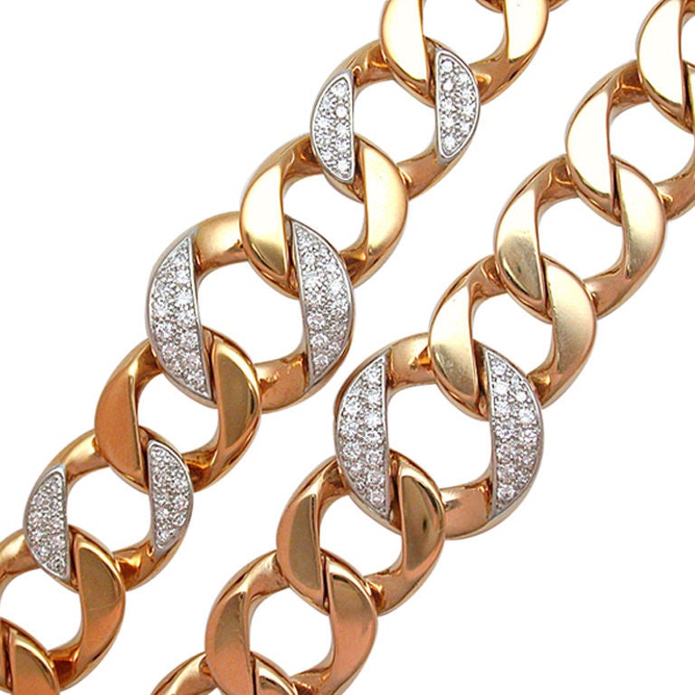 Cartier Curb Link Diamond Necklace & Bracelet