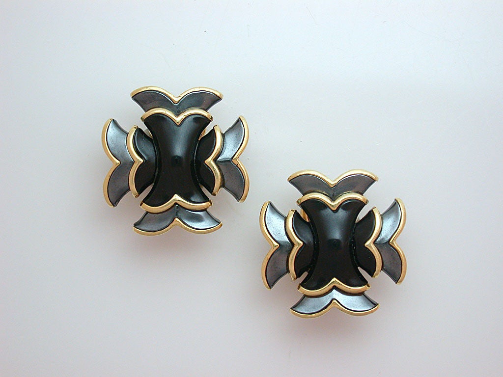 Angela Cummings 18kt Gold & Hematite Earclips