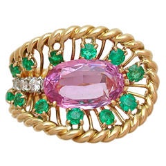 Retro Cartier 18kt Gold & Pink Topaz Cocktail Ring