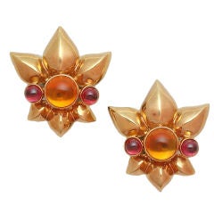 Verdura 18kt Gold & Colored Stone Earclips