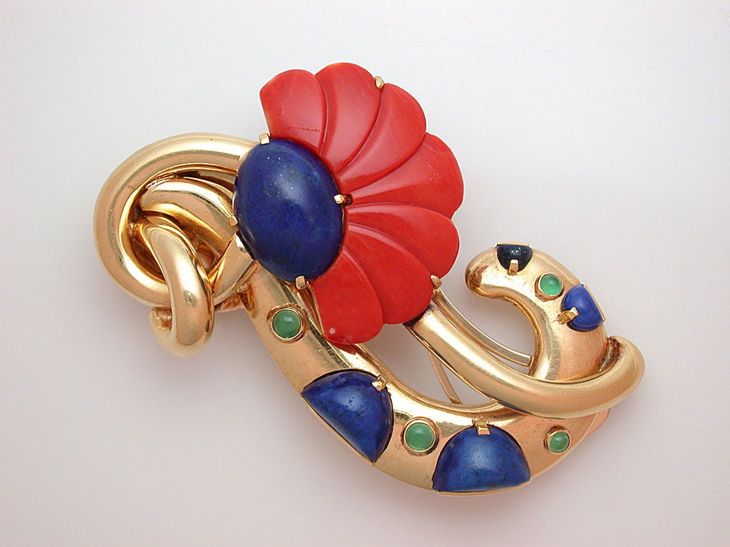 1940s Seaman Schepps Colored Stone Clip