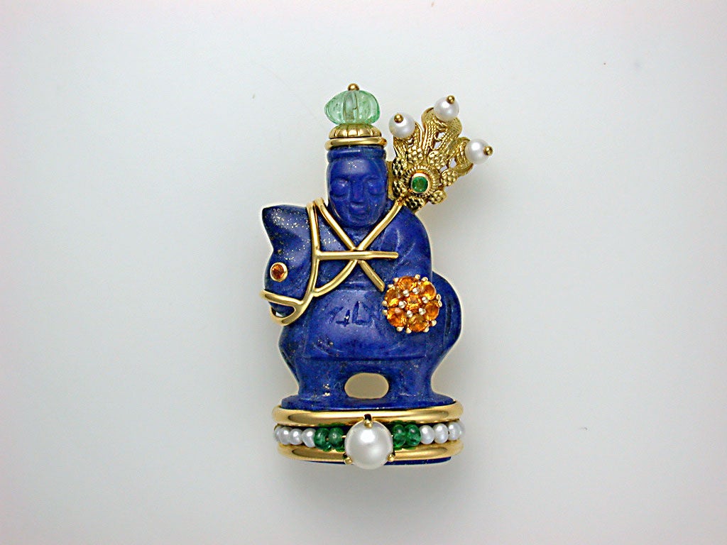 Seaman Schepps Gem-Set Chessman Brooch