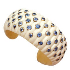 Ivory,  Gold & Sapphire Cuff Bracelet