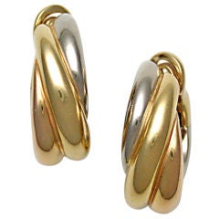 CARTIER 3-Color Gold "Rolling Ring" Earclips