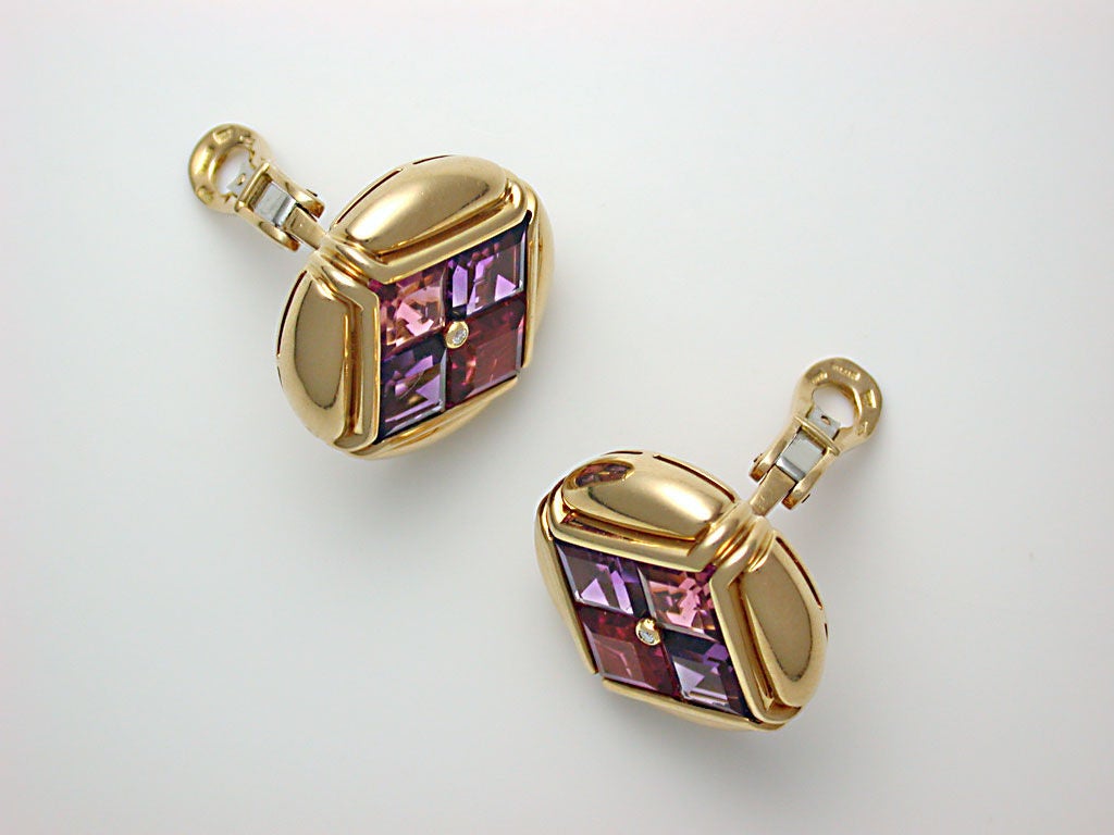 BULGARI Tourmaline and Amethyst Earclips
