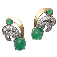 SEAMAN SCHEPPS Emerald & Diamond Earclips