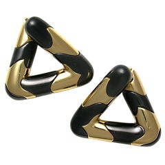 MARINA B Gold and Black Metal Triangular Hoops