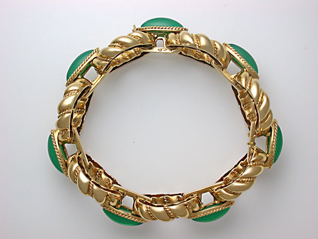 BOUCHERON Gold & Green Agate Link Bracelet