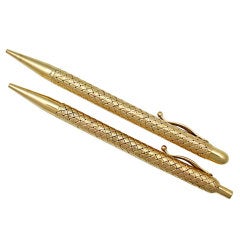 Vintage VERDURA Gold Basketweave Pen Pencil Set