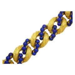 Italian 1960s Gold 
Lapis Link Bracelet