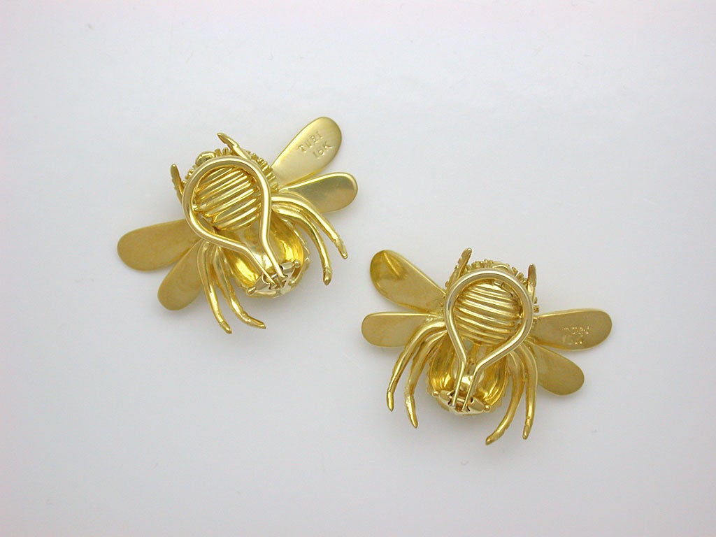 Charming Gold Bumble Bee Earclips