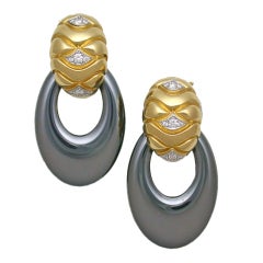 VAN CLEEF & ARPELS Gold & Diamond Doorknocker Earclips