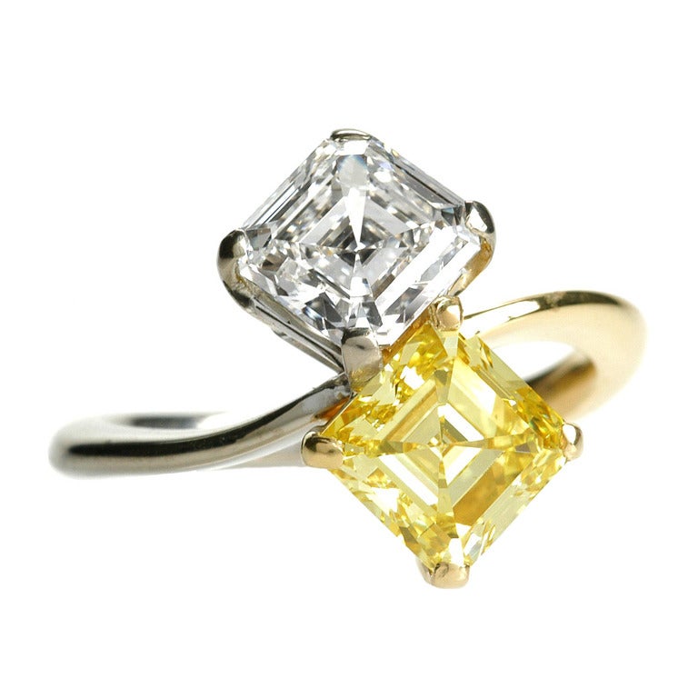 Graff Fancy Intense Yellow Diamond Ring For Sale