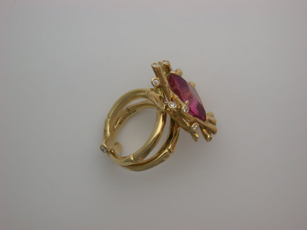 Contemporary Ward Kelvin Pink Tourmaline Cocktail Ring For Sale