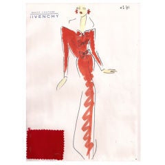 Givenchy Croquis of an Evening Dress