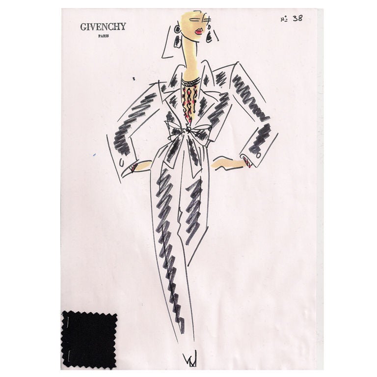 Givenchy Croquis of a Pants Ensemble For Sale