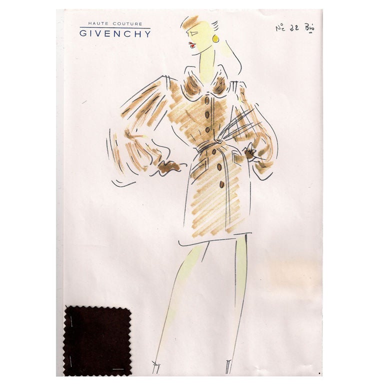 Givenchy Croquis of a Coat For Sale