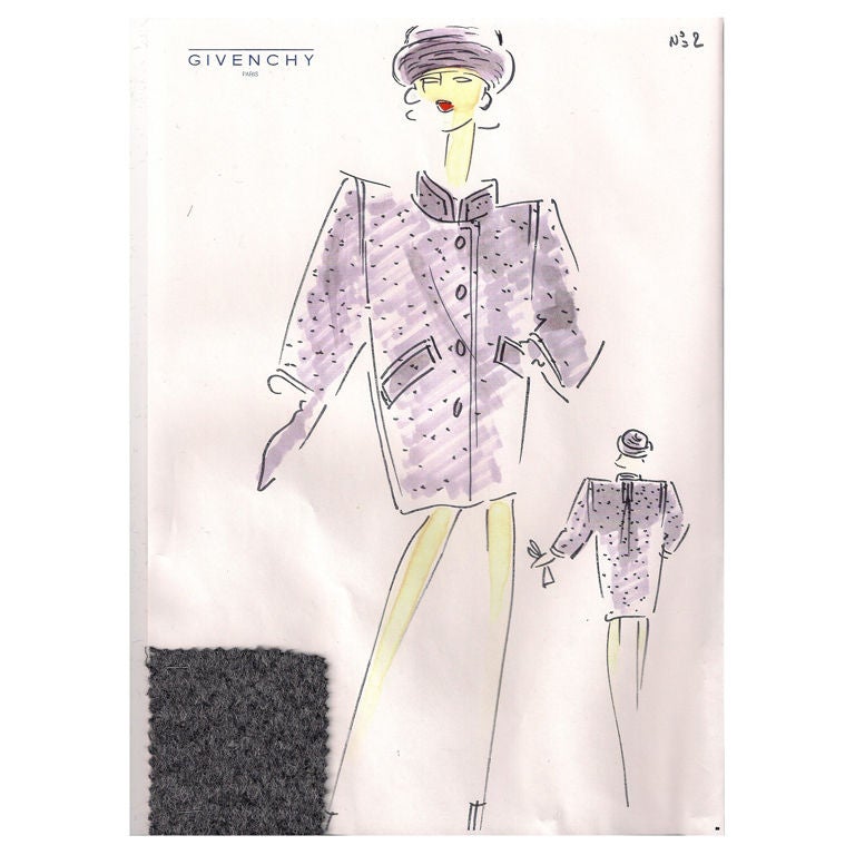 Givenchy Croquis of a Coat For Sale
