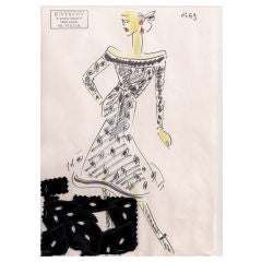 Givenchy Croquis of a Cocktail Dress