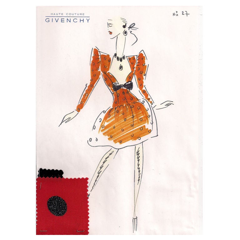 Givenchy Croquis of a Cocktail Dress
