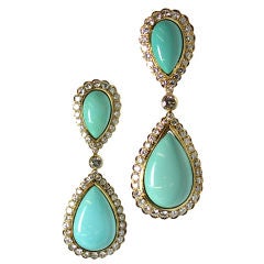 HAMMERMAN BROTHERS Turquoise and Diamond Earrings