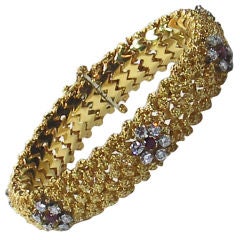 Ruby and Diamond Flower Bracelet