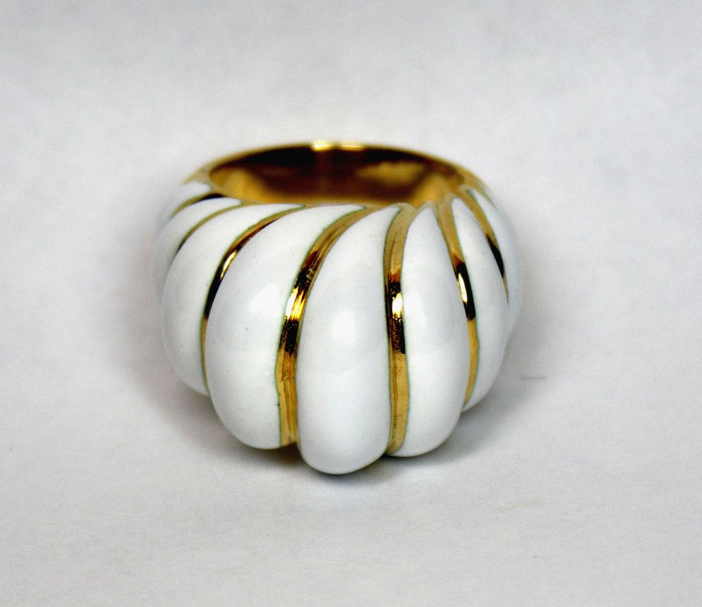 DAVID WEBB White Enamel Ring