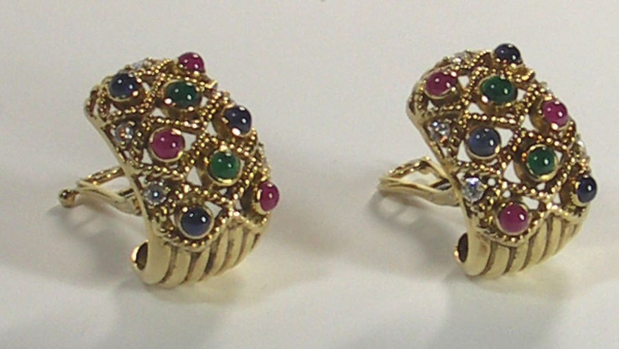 SABBADINI Gemstone Diamond Gold Earrings