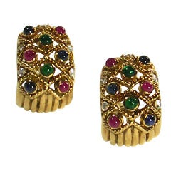 SABBADINI Gemstone Diamond Gold Earrings