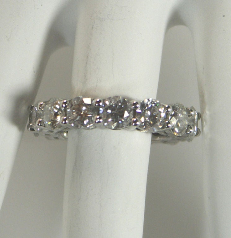 Diamond Platinum Common Prong Eternity Bands In Excellent Condition In Palm Beach, FL
