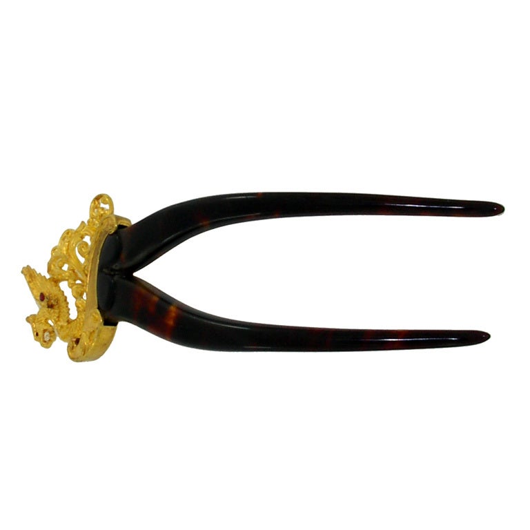 Victorian Gold and Tortoise Shell Back Comb