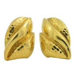 ANDREW CLUUN Gold High Polish and Hammered Earrings