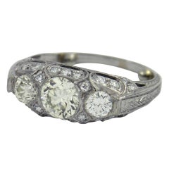 Vintage Edwardian Period Three Stone Diamond Ring