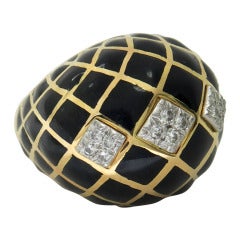 David Webb Dome Ring with Enamel and Diamonds 3