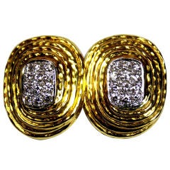 Vintage Wonderful Hammered Spiral and Diamond Earrings