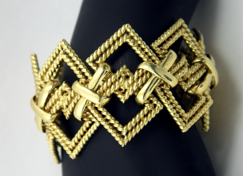 Tiffany Wide Open Gold Bracelet In Excellent Condition In Palm Beach, FL