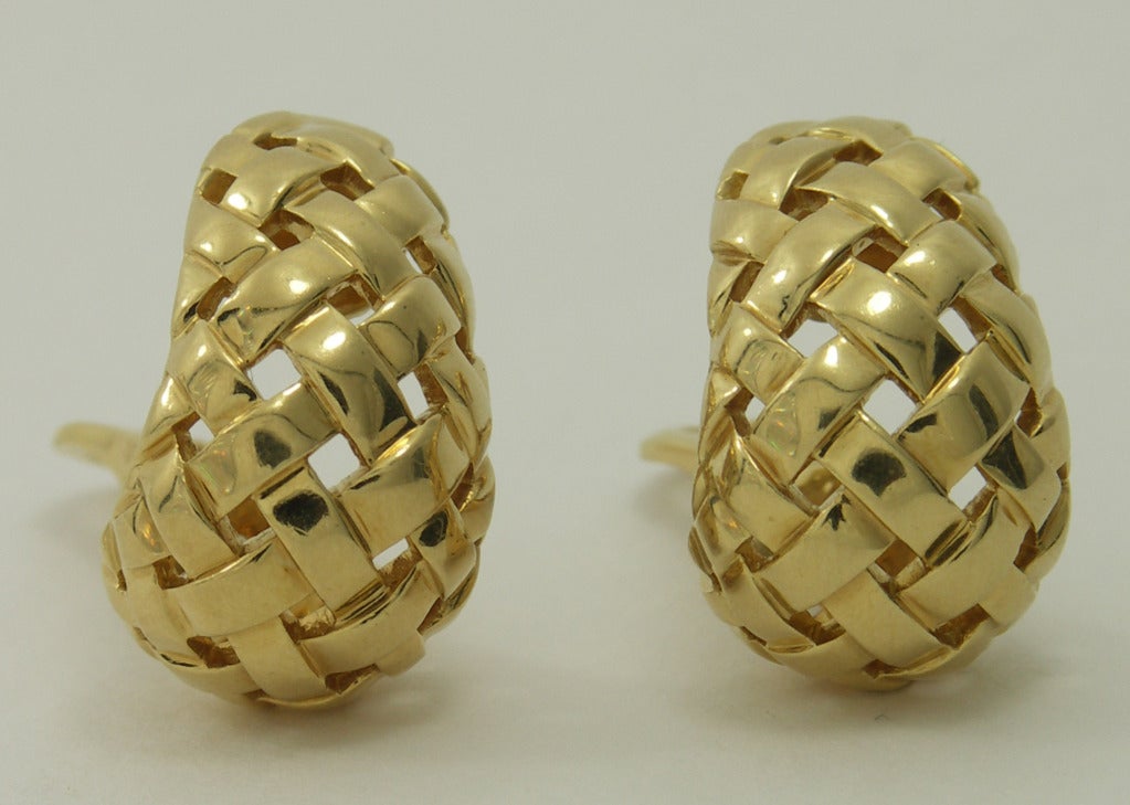 Tiffany Gold Basktweave Earrings