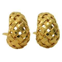 Tiffany Gold Basktweave Earrings