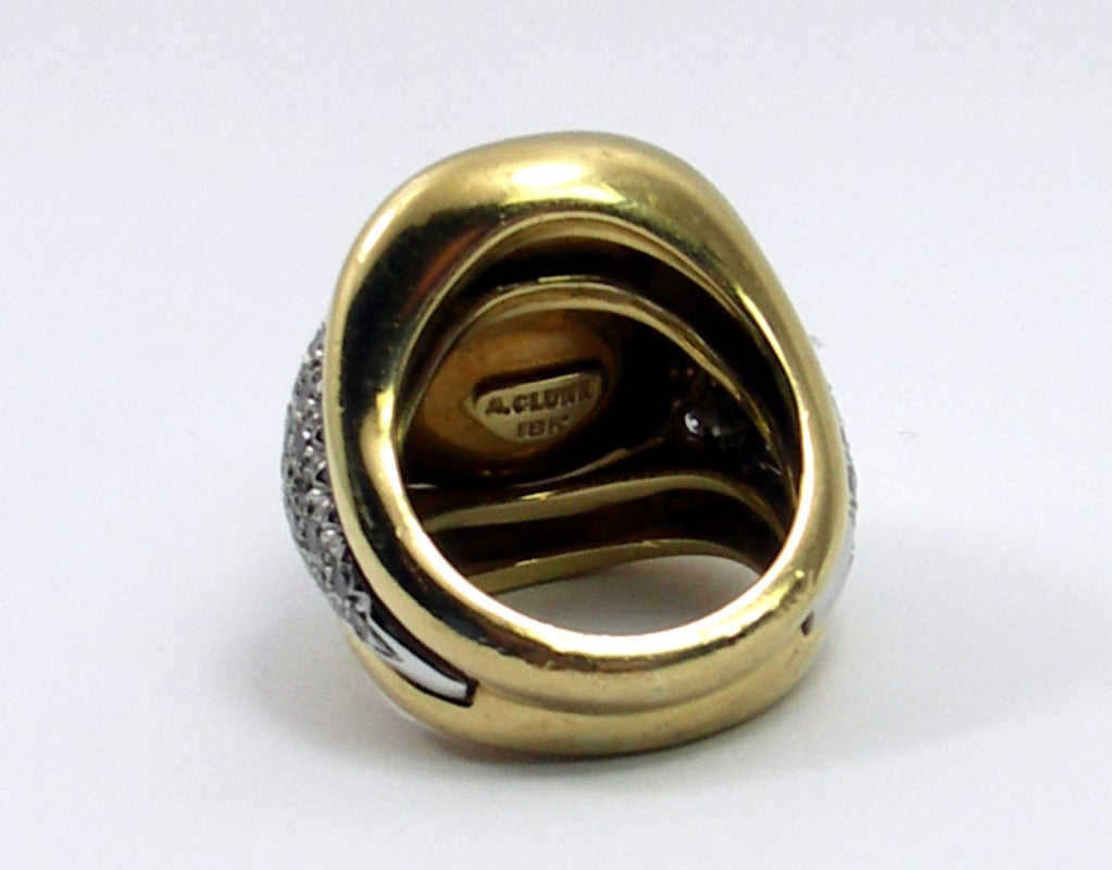 Andrew Clunn Diamond and Mobe Pearl Ring In Excellent Condition In Palm Beach, FL