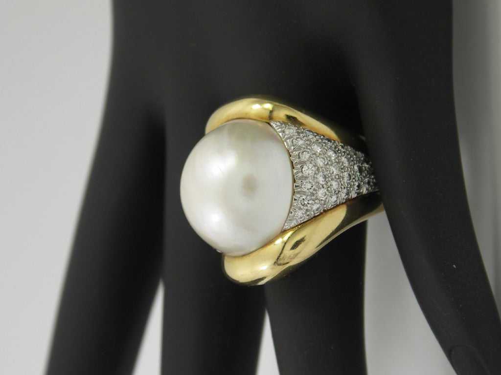 Women's Andrew Clunn Diamond and Mobe Pearl Ring
