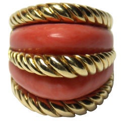 Tony Duquette Gold and Coral Ring