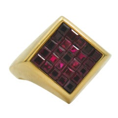 Gent's  Gold Invisible Set Ruby Ring by Aletto Brothers