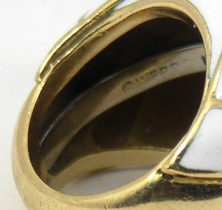 Women's David Webb White Enamel Diamond Ring
