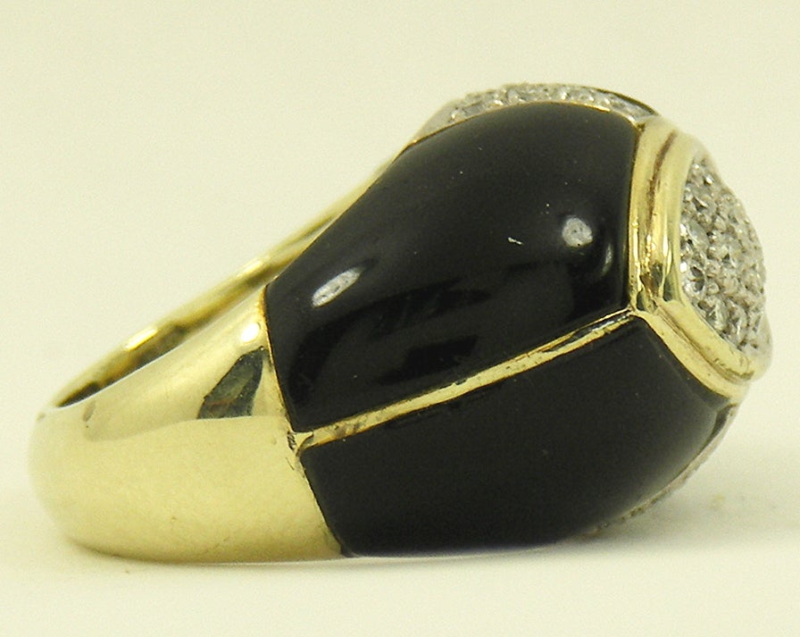 Onyx Diamond Dome Ring In Excellent Condition In Palm Beach, FL