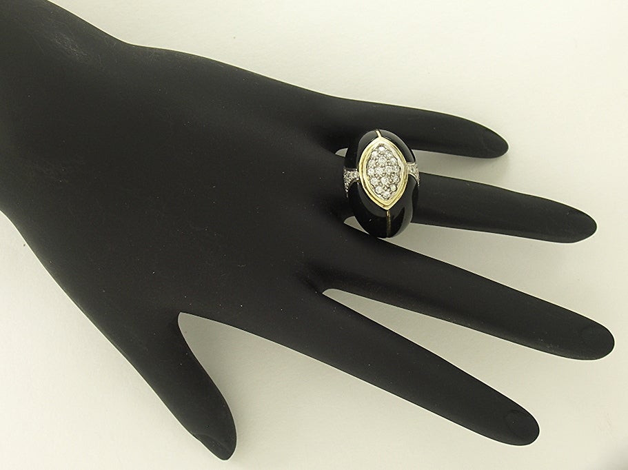 Onyx Diamond Dome Ring 1