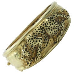 Gold Cheetah Bracelet with Enamel